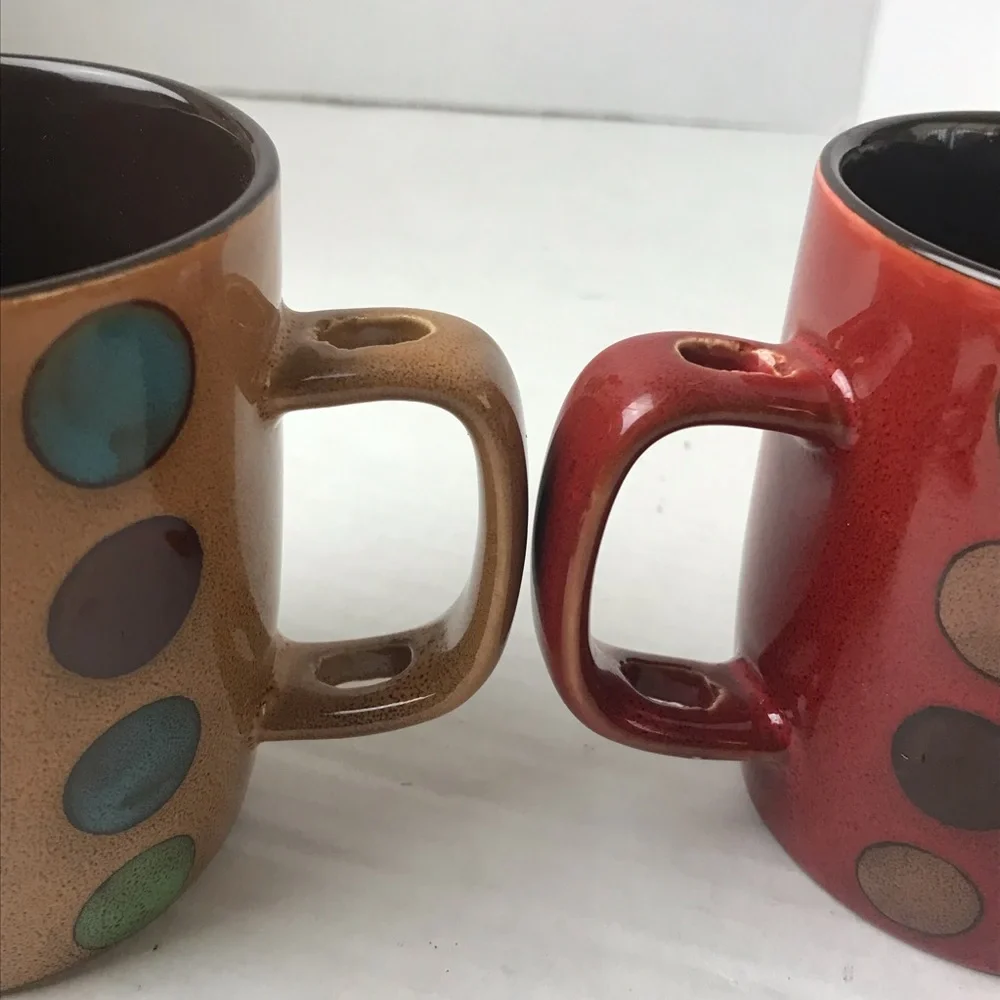 NWOT - A Polka Dot Coffee Tea Mug with Spoon in Handle - Pick One